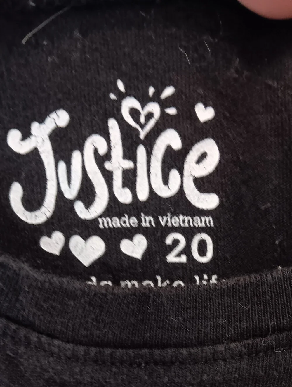 Justice black tee